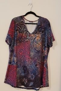 Azalea blue paisley tunic 4X